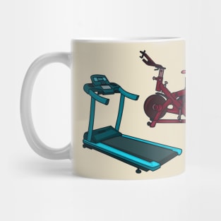 Treadmill & spinning bike cartoon illustration Mug